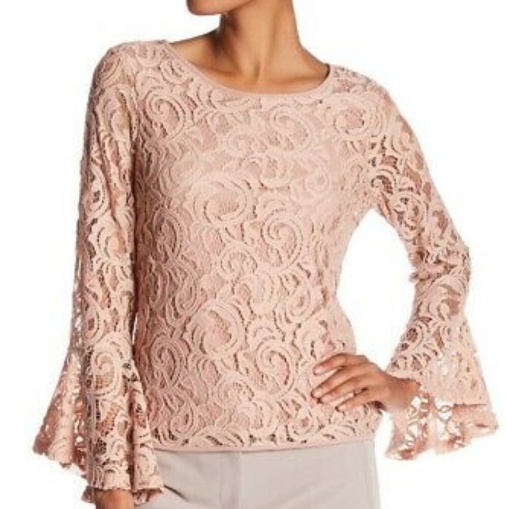 Adrianna Papell Bell Sleeve Lace Top
